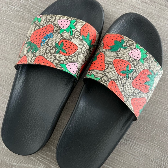 Gucci Shoes Authentic Gucci Strawberry Slides Size 39 Poshmark